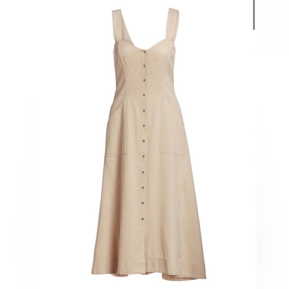 A.L.C. Varelli Women’s Button Front Midi Dress Khaki Tan Size 4 - Picture 3 of 13